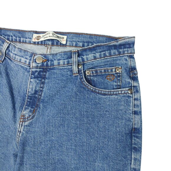 Harley Davidson Jeans Women’s 14 P Medium Wash Denim Straight Leg Biker (READ) - Picture 8 of 16